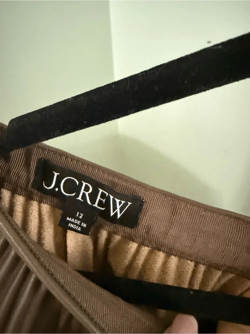 J. Crew Faux Leather Pleated Mini Skirt in Brown